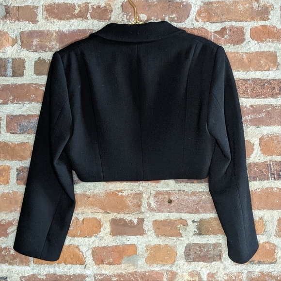 Michael Kors Size 10 Black Wool Made in Italy Cropped Fully Lined Blazer Jacket - Picture 5 of 8